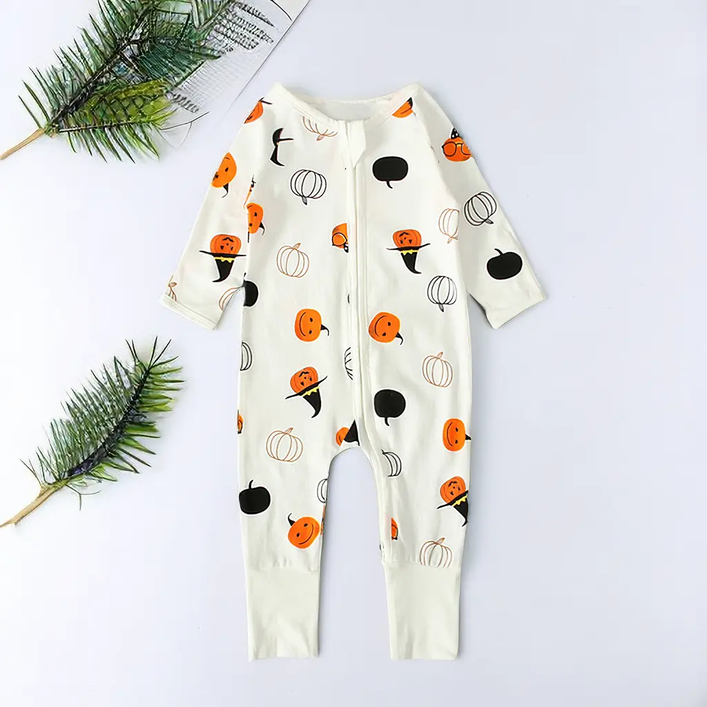 Roupa infantil para fotografia de recém-nascidos, adereços Carter, roupas de bebê de 0-3 meses, algodão orgânico e abóbora estampado, Halloween