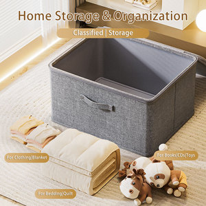 Storage Bins with Zipper Portable Kids <strong>Toy</strong> Storage Boxes With Handles Linen Clothes Storage <strong>Box</strong> for Cabinet - Product Image 2