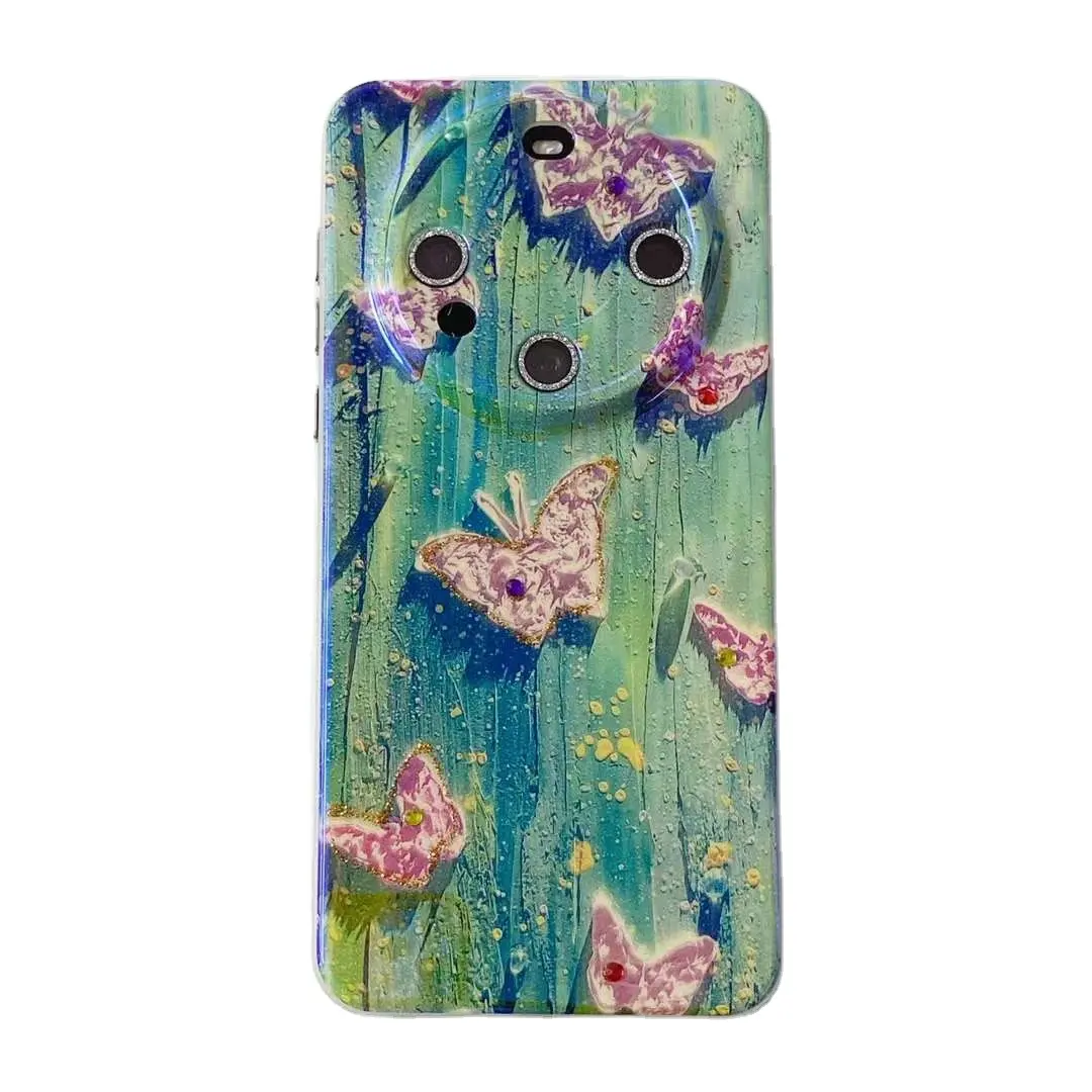 IMD Retro pintura al óleo Blu Ray mariposas funda protectora para teléfono móvil a prueba de golpes para Huawei Mate60 60Pro IMD TPU PC funda para teléfono