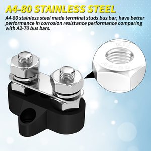 Bus Bar 12V Battery Wire Power Distribution Terminal Block M8 <strong>Dual</strong> Studs Junction Block Post <strong>Busbar</strong> for Auto Car Marine Boat - Product Image 4