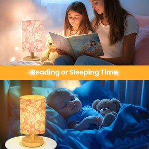 Custom on Demand LED Table <strong>Lamp</strong> <strong>Skulls</strong> Roses Motif Drum Shade Linen Wood Base Remote Control Simple Feature for Home Decor MOQ 1 - Product Image 4