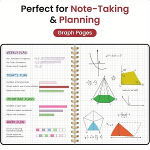 Durable A5 Spiral Journal <strong>Notebook</strong> <strong>with</strong> PVC Cover Black <strong>Graph</strong> <strong>Paper</strong> Planning Book - Product Image 5