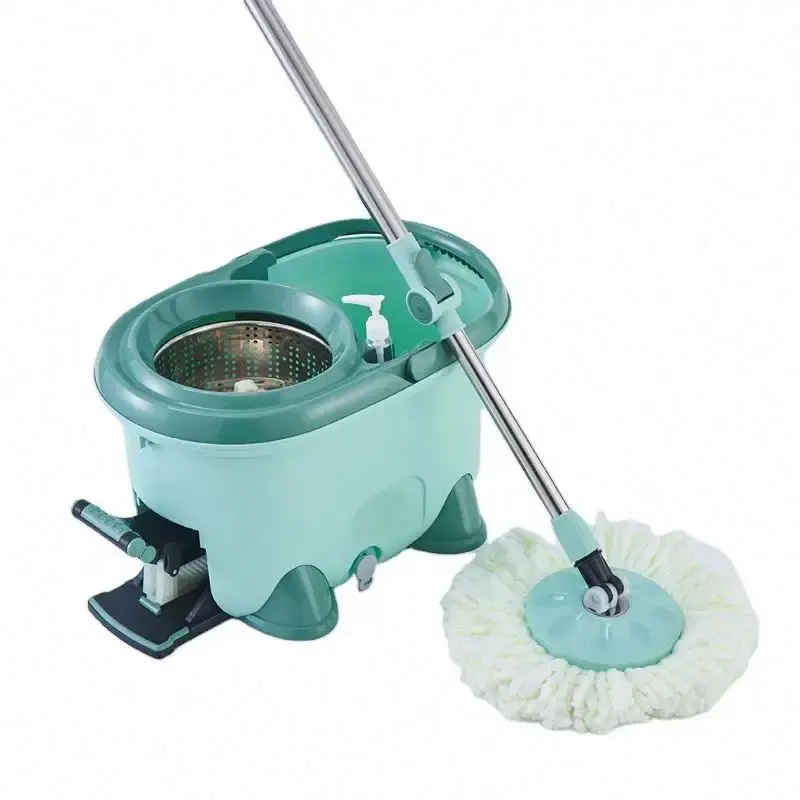 Household 360 Magic Spin Of Mop e Mop Bucket con ruote cestello per asciugatura in acciaio inossidabile e mocio in microfibra facile da pulire