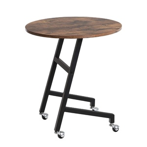 Estilo moderno, dos niveles, patas de metal multifuncionales, forma de Marco en C, mesa auxiliar lateral de café C con rueda - Product Image 1