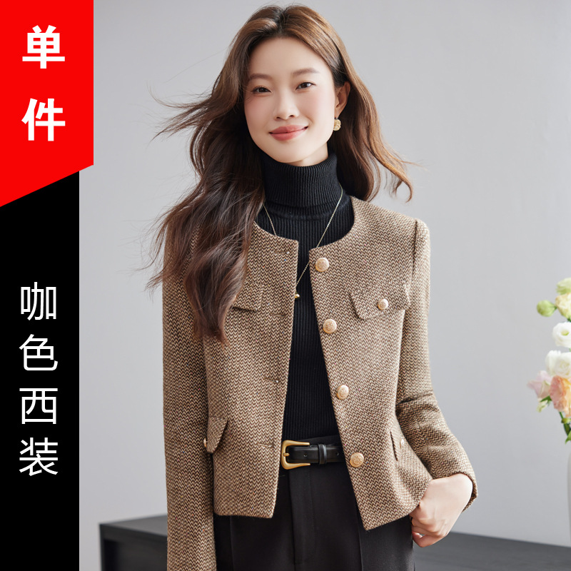 brown suit