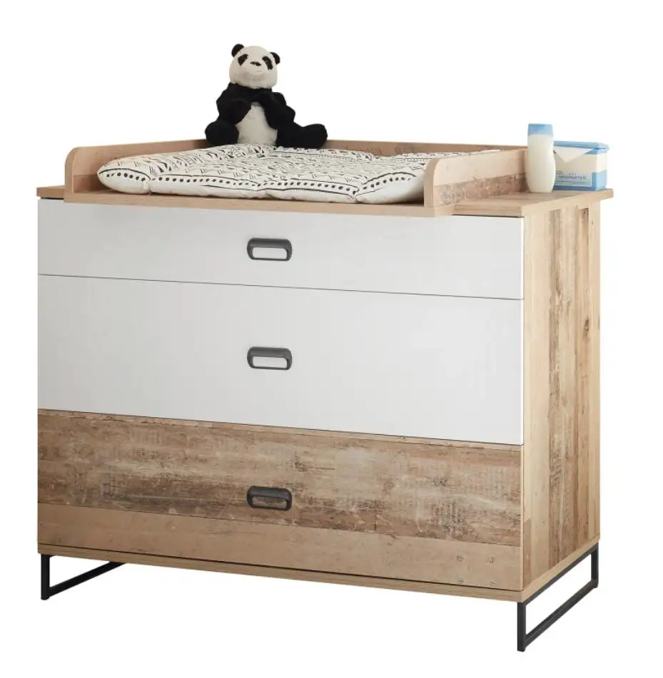 Mesa de madera portátil para bebé, moderna, con cajones en el pecho