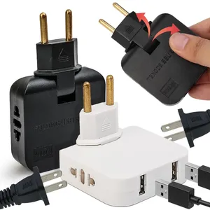 Convertidor de enchufe europeo 4 en 1, enchufe giratorio de 180 ° para carga de teléfono, 2 USB y 2 CA, adaptador de viaje de salida inalámbrica de pared Universal - Product Image 3
