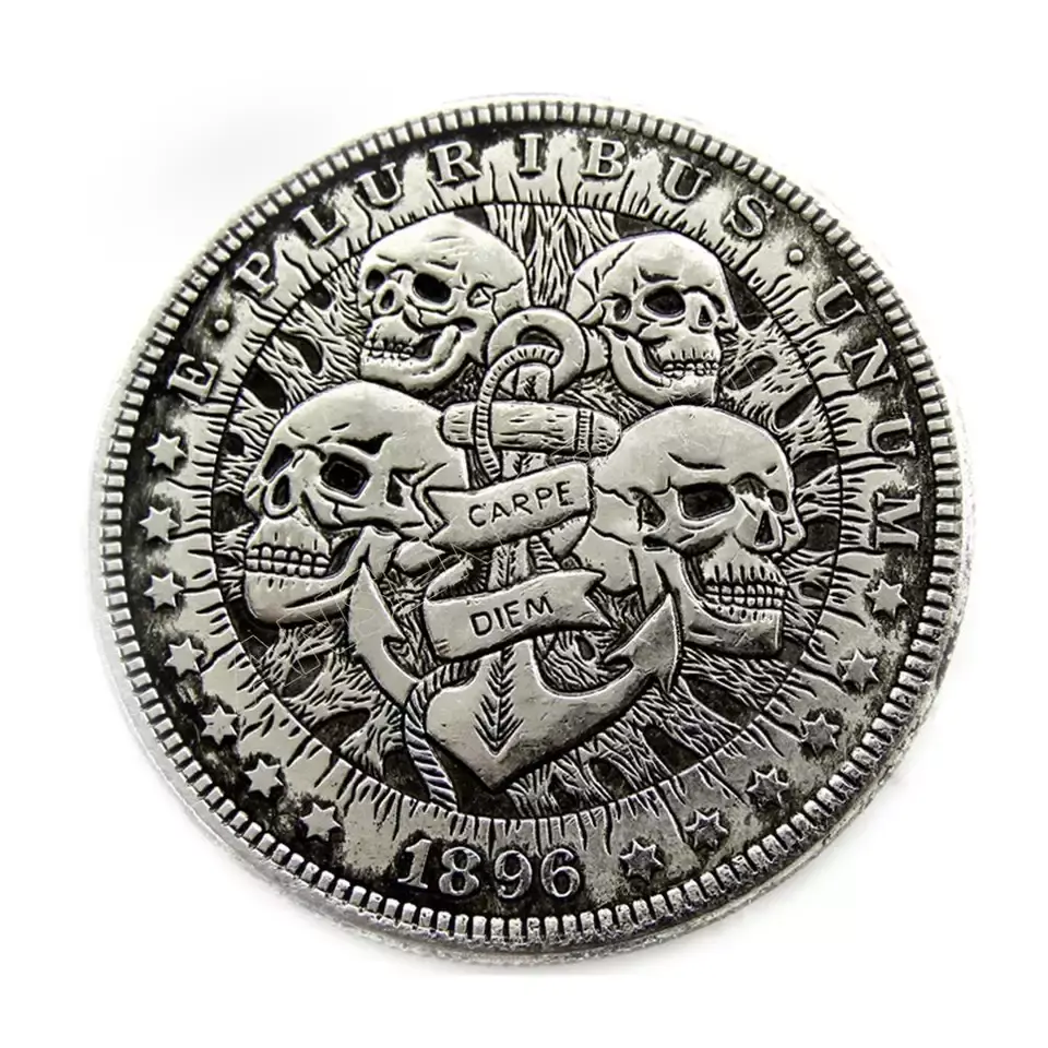 Vente en gros Nouveau design Logo personnalisé et vieilles pièces de monnaie Cheap Metal Craft Challenge Skull Coins Collection de pièces de monnaie