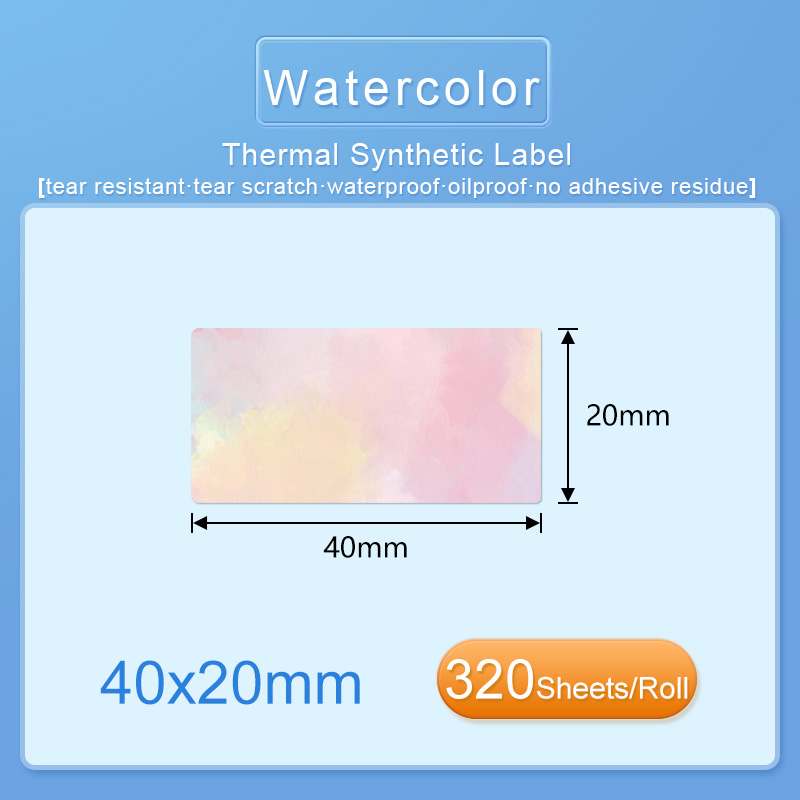 40x20mm Aquarelle Étiquette