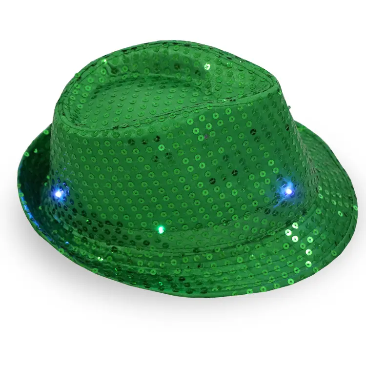 หมวกคาวบอยมีไฟ LED สำหรับงานปาร์ตี้เครื่องแต่งกายแร็ปเปอร์แนวอวกาศสีรุ้ง
