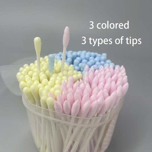 Fabrika doğrudan makyaj aracı pamuk tomurcukları üç renkli kağıt sopa kafaları üç kafa türleri toptan renkli tek kullanımlık pamuk swablar - Product Image 3