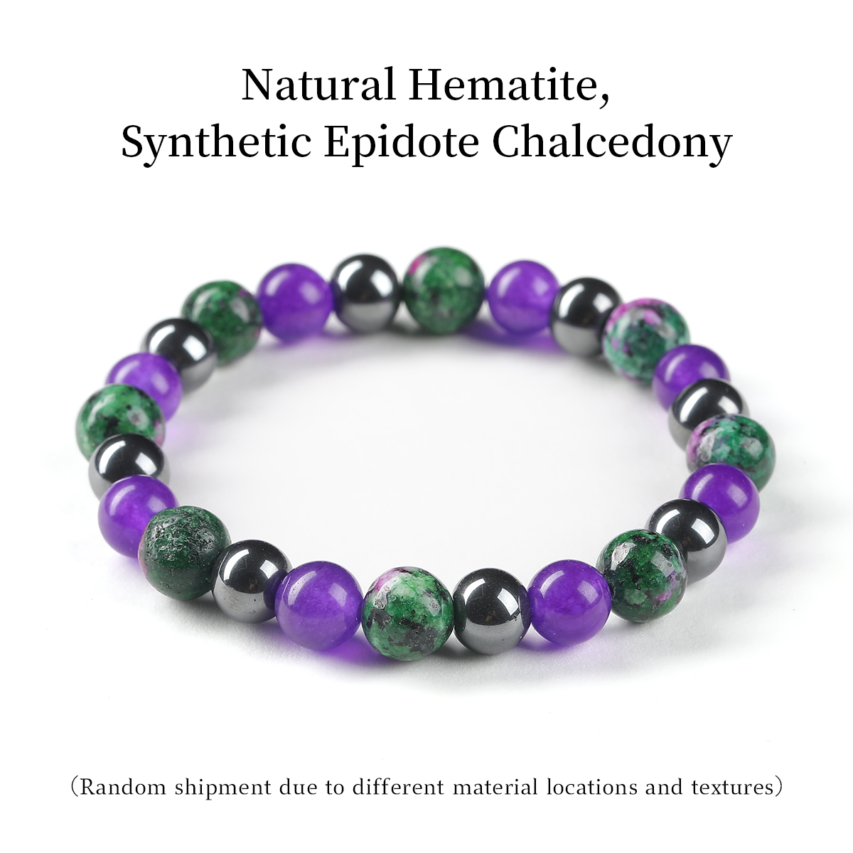 Hématite naturelle, Épidote calcédoine synthétique