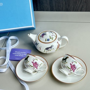 陶瓷咖啡具简约设计可爱小容量搭配茶壶茶杯套装 - Product Image 1