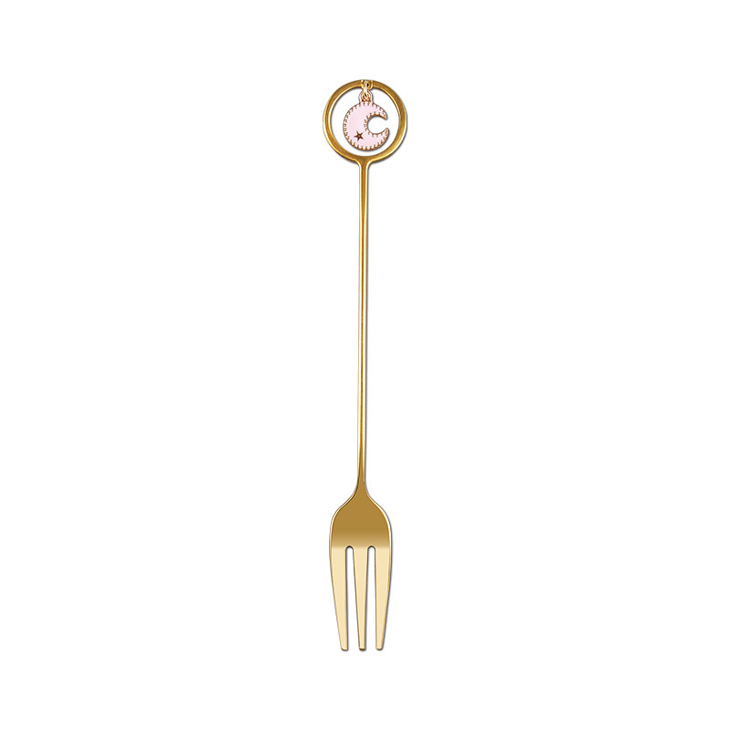 Gold Fork Pink Moon Pendant