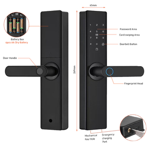 Cerradura inteligente con huella dactilar y pantalla táctil-WiFi Tuya/TTLock APP Control Código de teclado digital para seguridad en el hogar - Product Image 5