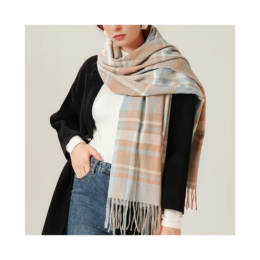 Sciarpa in stile etnico semplice imitazione cashmere traspirante lavorato a maglia collo scozzese donna autunno e inverno nuovo scialle caldo