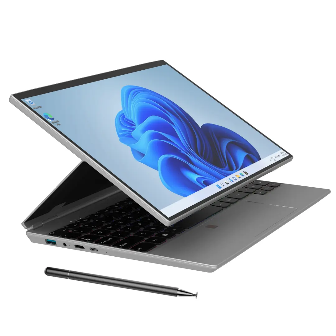 2024 14 Zoll tragbarer YOGA Touch Intel Celeron N95 USB C 360 Grad faltbar Studenten studieren 2 in 1 Laptop mit Stylus