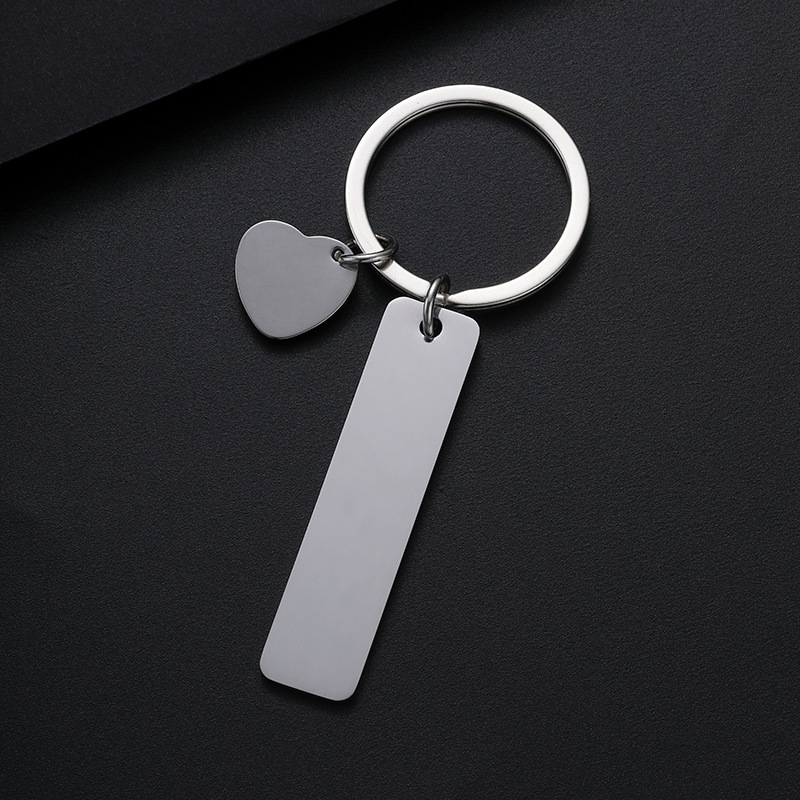 50*12mm long strip + angled center + key ring-silver set