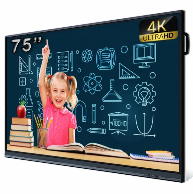 Bảng Trắng Tương Tác Uhd 4K 75 Inch Bảng Thông Minh Hệ Thống Kép Cửa Sổ Android Bảng Phẳng Tương Tác Cho Lớp Học Giáo Dục