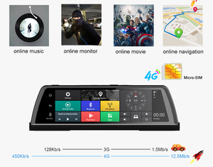 Dash Cam 4G Android 5.1汽车DVR 10 "全触摸360全景摄像头后视镜4 CHs WiFi ADAS GPS导航 - Product Image 3