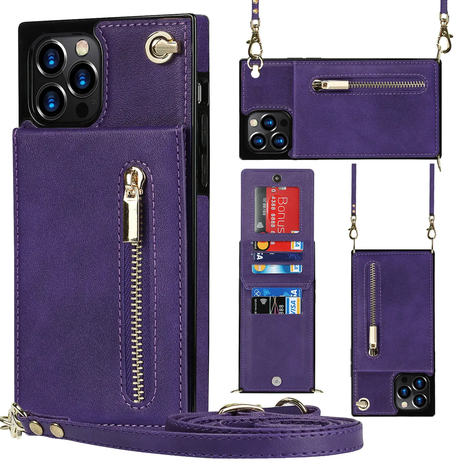 Kunden spezifische Luxus Leder PU Card Slot Brieftasche Tasche Rückseite Handy taschen und Hüllen Für iPhone 11 12 13 14 Pro max