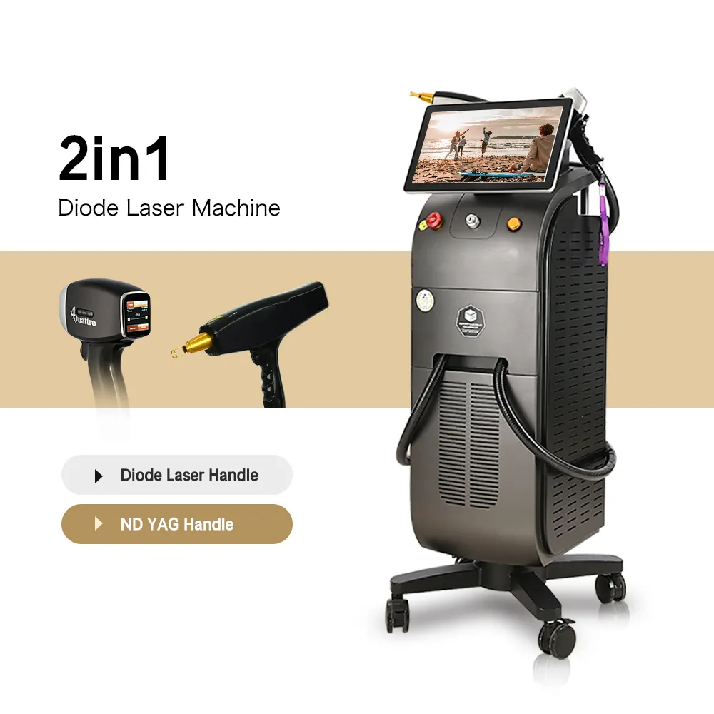 2023 nuovo Design 2 in1 Titanium Laser TEC sistema di raffreddamento rimozione del tatuaggio ND + Laser a diodi 755 808 1064 macchina per la depilazione Laser