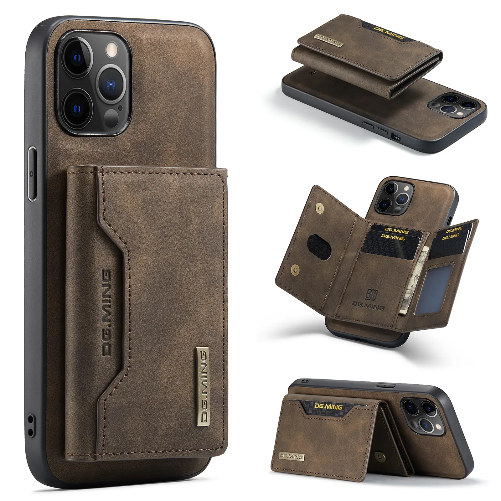 IPhone 15 için 14 Pro Max lüks deri PU kapak Samsung manyetik kartlıklı cüzdan cep telefonu kılıfları