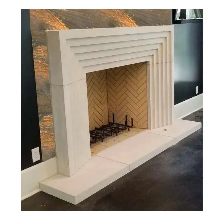 Maison personnalisée Cheminée d'intérieur en marbre 3D bon marché avec bordure de cheminée décorative intérieure en marbre naturel