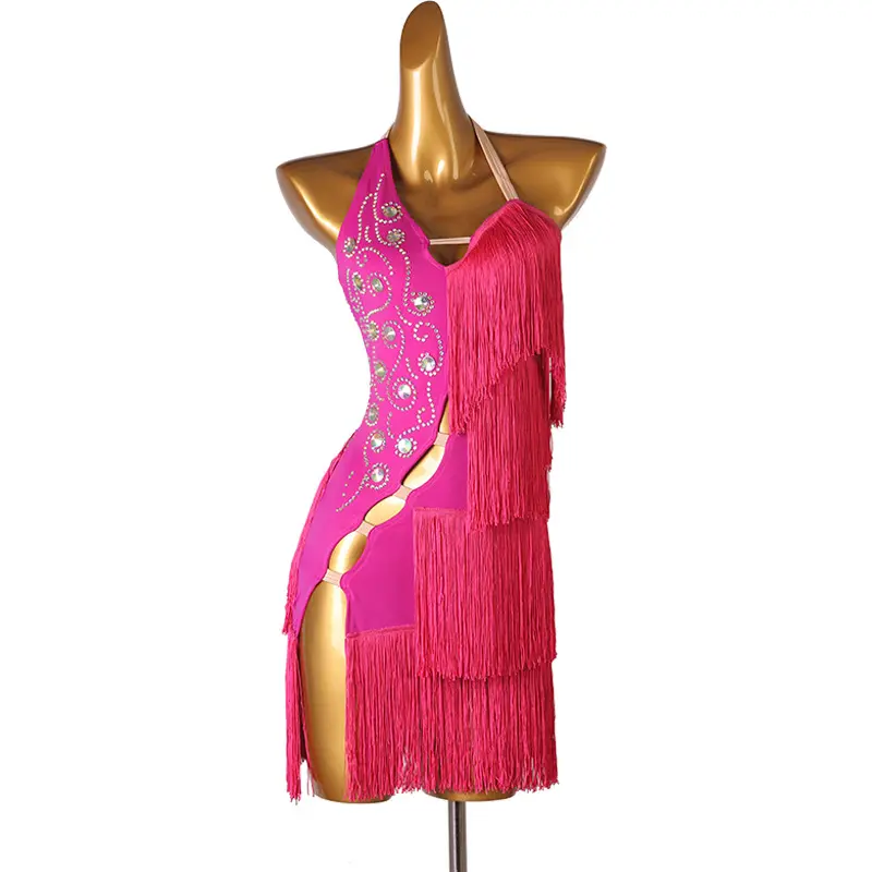 Vestido con flecos para actuaciones de baile latino, nuevo