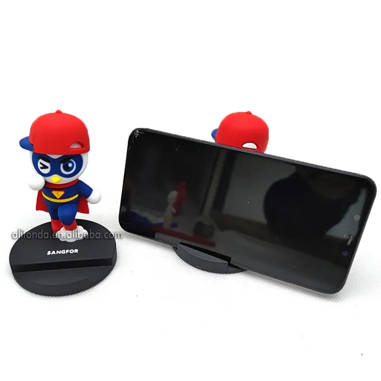 Soporte de teléfono de PVC personalizado para regalos promocionales DISEÑO DE figura 3D de dibujos animados lindo soporte de teléfono de tableta