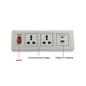 2 tomas de corriente + 2 puertos de carga USB con cubierta de panel de aleación de aluminio montada en toma de escritorio/Toma de mesa para muebles de oficina - Product Image 5