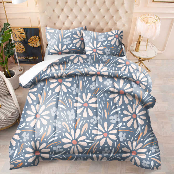 Selimut ukuran King Quilt mikrofiber katun desain kustom Set selimut tempat tidur dengan sarung bantal