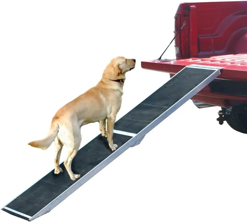 RP701 150KGS 330LBS लोड क्षमता कुत्ते रैंप पालतू सीढ़ियों पोर्टेबल तह एल्यूमीनियम पालतू रैंप के साथ संभाल पकड़