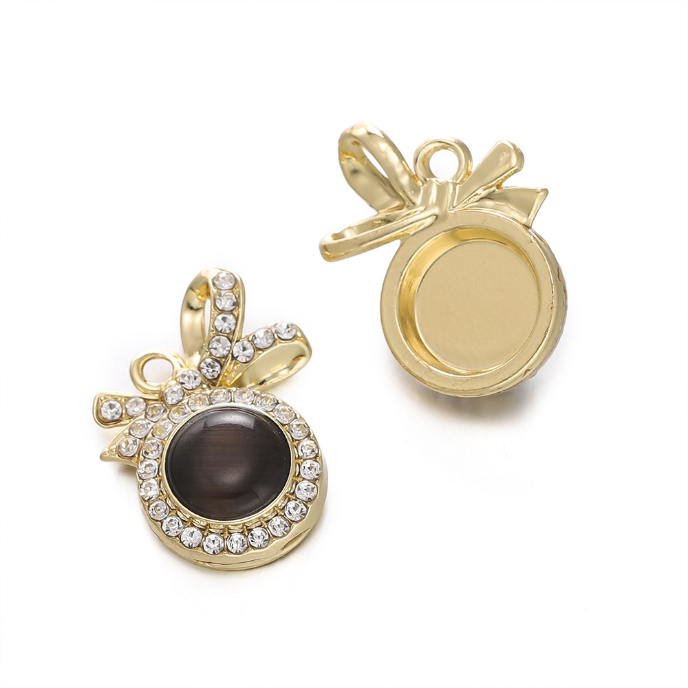 Pendentif Strass Oeil de Chat - Or et Noir