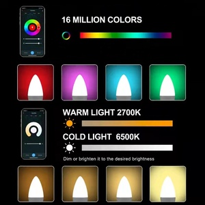 C37Led電球ランプE12E14100-265VRGBスマートライトWIFIGoogle Home Zigbee5WLedスマート電球 - Product Image 4