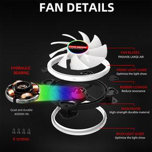 ขายดี COOLMOON เคสเล่นเกมชุดพัดลม RGB ซันไชน์ 1 พัดลมคอมพิวเตอร์ที่เงียบสงบ 6pin อินเทอร์เฟซพัดลม RGB ราคาถูกสําหรับพีซี - Product Image 4
