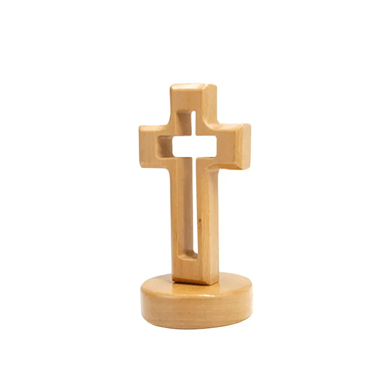 Croce di legno all'ingrosso gesù cristo croce cattolica croce di legno di faggio naturale croce crocifisso per la decorazione domestica artigianato in legno