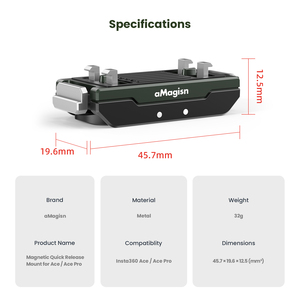 AMagisn Metal manyetik Quick Release taban üst kapak ile 1/4 vida için Insta360/DJI OSMO/git Pro eylem kamera yatağı aksesuarları - Product Image 6