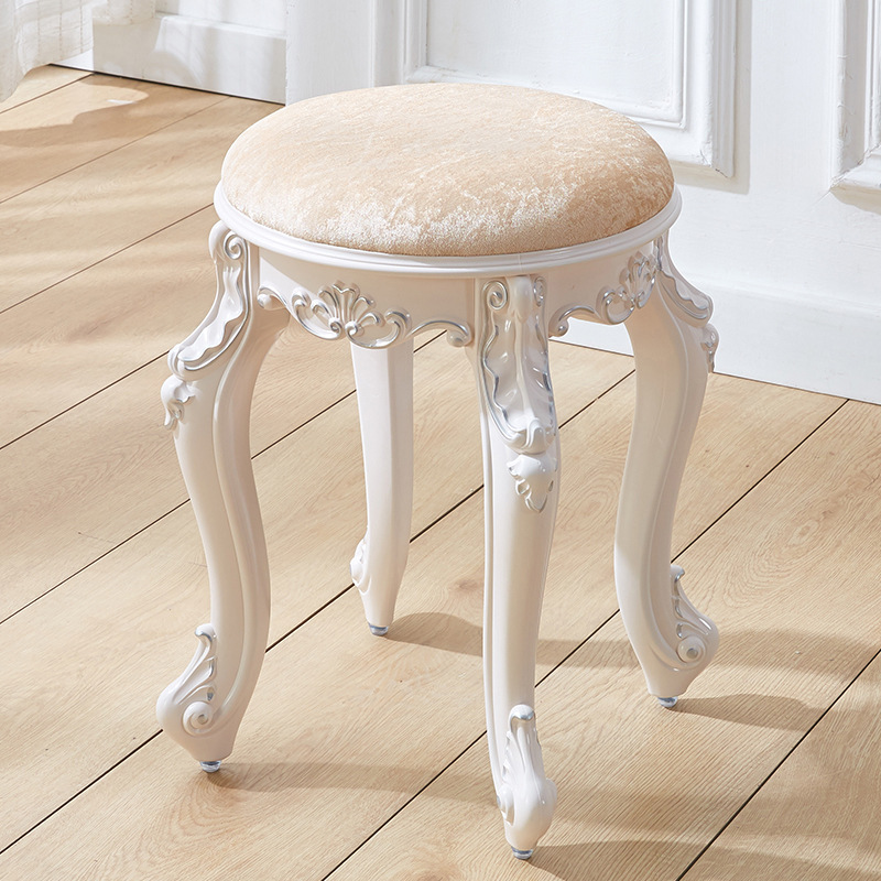 Tabouret rond en velours doré peint argent, hauteur 43 cm