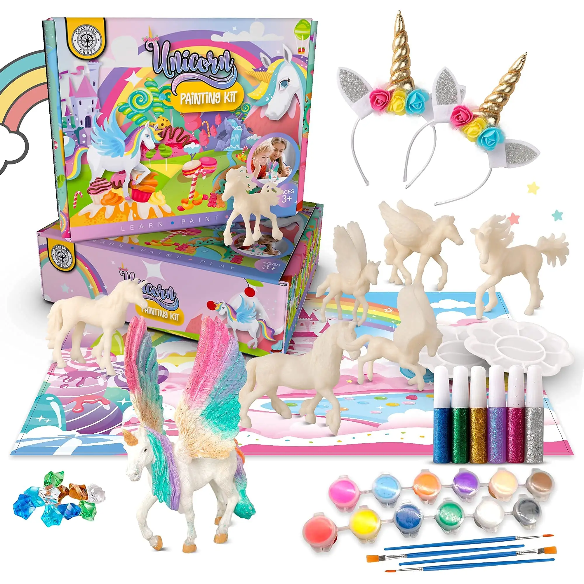 Kit di pittura unicorno per ragazze dipingi il tuo Kit artigianale giocattoli fasce Pegasus Alicorn artigianato unicorno fai da te regali per ragazze