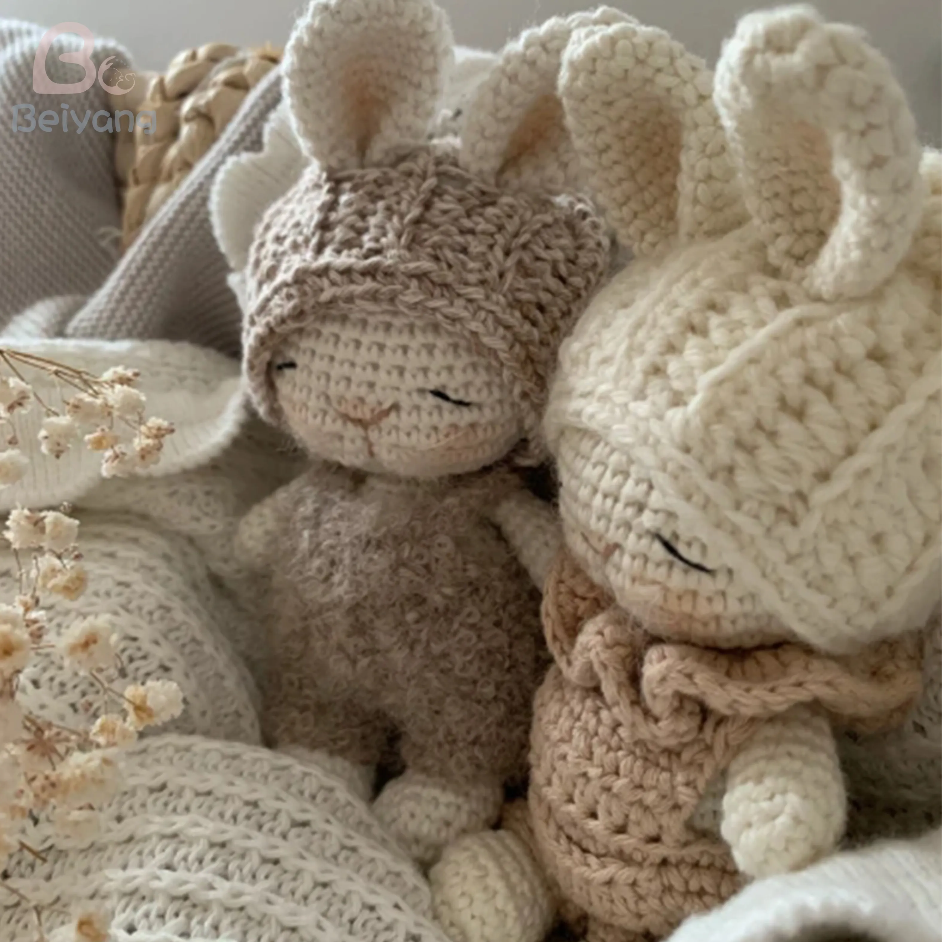 لعبة الأرنب الكروشيه المصنوعة يدويًا من القطن بنسبة 100% من Amigurumi مجموعة هدايا عيد الفصح للأطفال