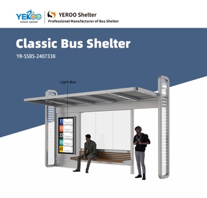 Estación de autobús multifuncional personalizable City Street Smart Bus Stop Shelter con fuente de luz LED - Product Image 4
