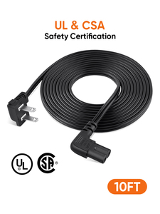 2-PACK18 Awg 2-Slot Non-Polarized Angle Power <strong>Cord</strong> IEC320 C7 to NeMa 1-15P AC Wall Cable