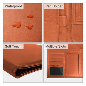 Carpeta de cuero PU A4 para documentos, carpeta de portafolio de cuero PU con calculadora - Product Image 5
