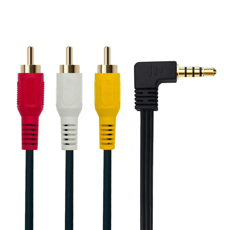 Cables de vídeo de 3RCA, 1 a 3 líneas de audio AV, macho-Macho, chapado en oro, enrollados y apantallados para STB TV, 3,5 pares