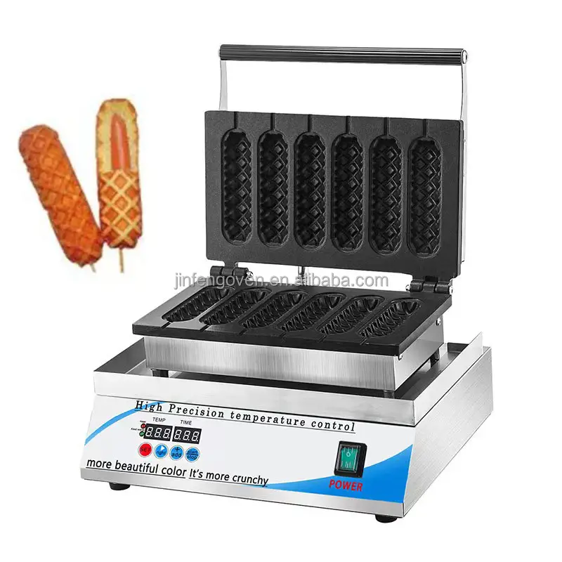 Macchina per la produzione di bastoncini di latte a sei griglie elettrica commerciale macchina per pasta sfoglia/macchina per waffle per hot dog