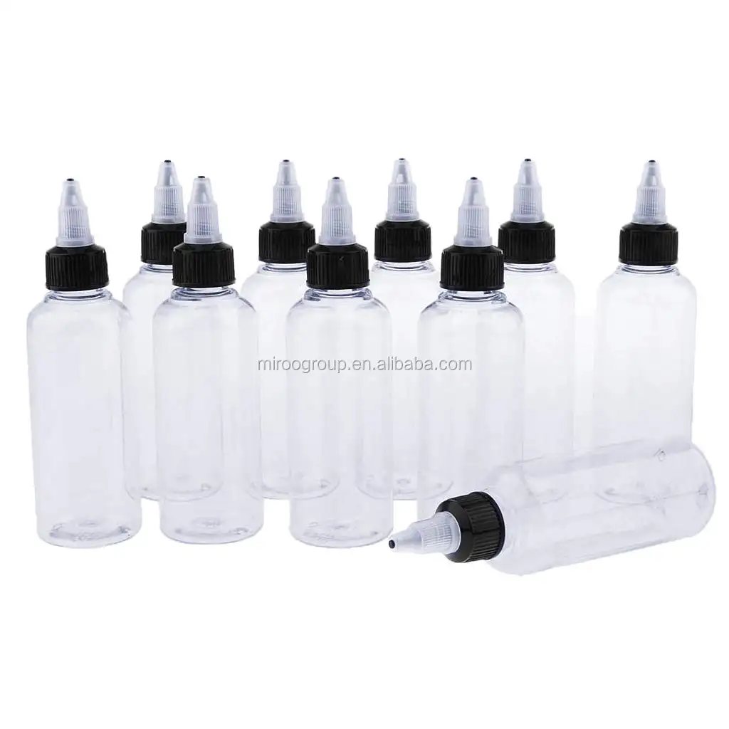 30ml-250ml Empty Twist Top Ink Plastic Clear Transparent Tattoo Pigment Container, Twist Top Tattoo Squeeze Bottle