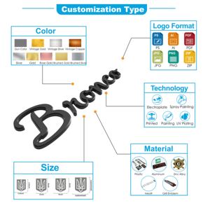 Calcomanía trasera lateral para guardabarros de carrocería de coche personalizada, pegatinas 3D para coche, logotipo de letras cromadas, insignias de coche electrochapadas, emblema para coche - Product Image 5