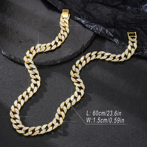 NL2020リンクチェーンネックレスCollana a catena in lega di cristallo e strassクリスタルラインストーン合金<span class=keywords><strong>15</strong></span> <span class=keywords><strong>MM</strong></span>幅合金キューバチェーン