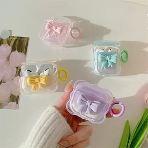 かわいい立体弓グラデーション透明ヘッドフォンケースAirpods保護ケースシリコンウェーブボーダー保護ケース - Product Image 5
